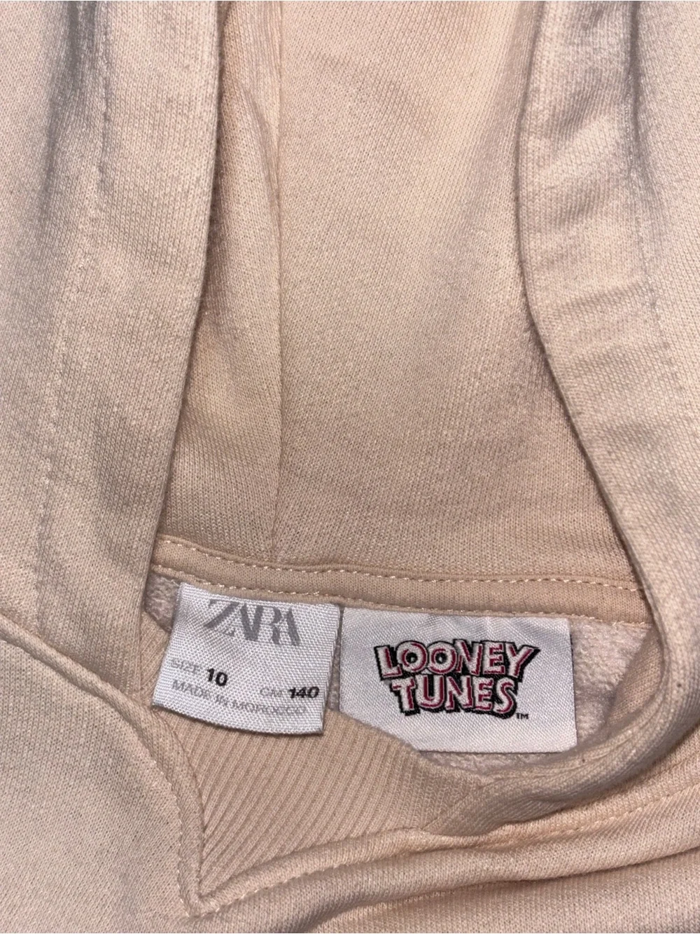 Zara Cream Hoodie with Lola Bunny Graphic size 10